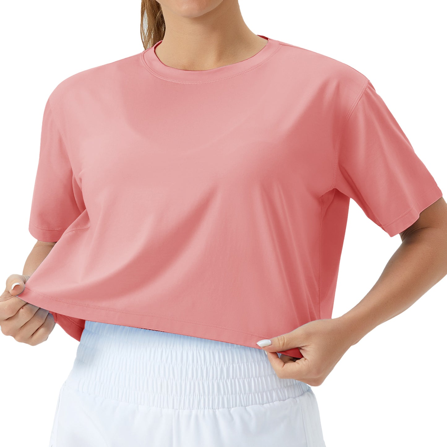 THE GYM PEOPLE Women's Workout Crop Top T-Shirt Short Sleeve Boxy Yoga Running Cropped Basic Tee