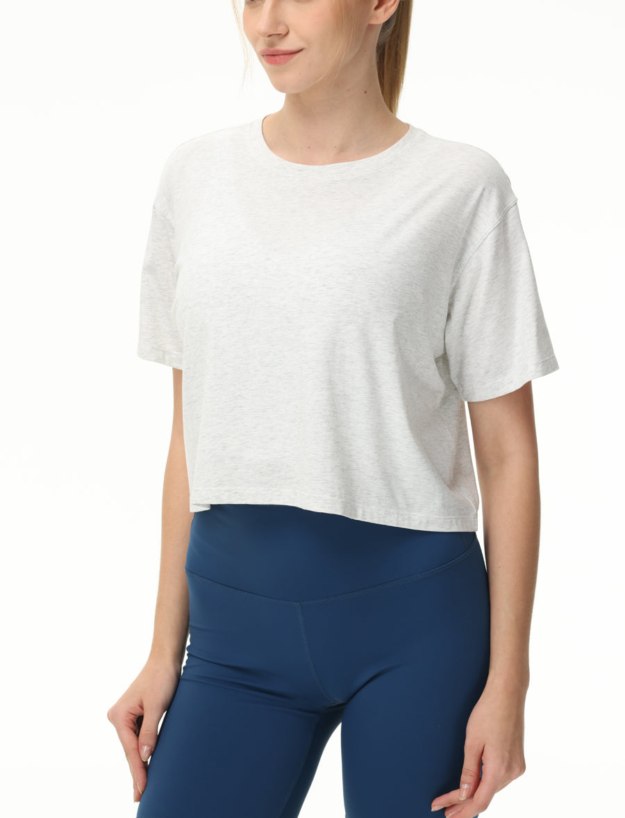 THE GYM PEOPLE Women's Workout Crop Top T-Shirt Short Sleeve Boxy Yoga Running Cropped Basic Tee