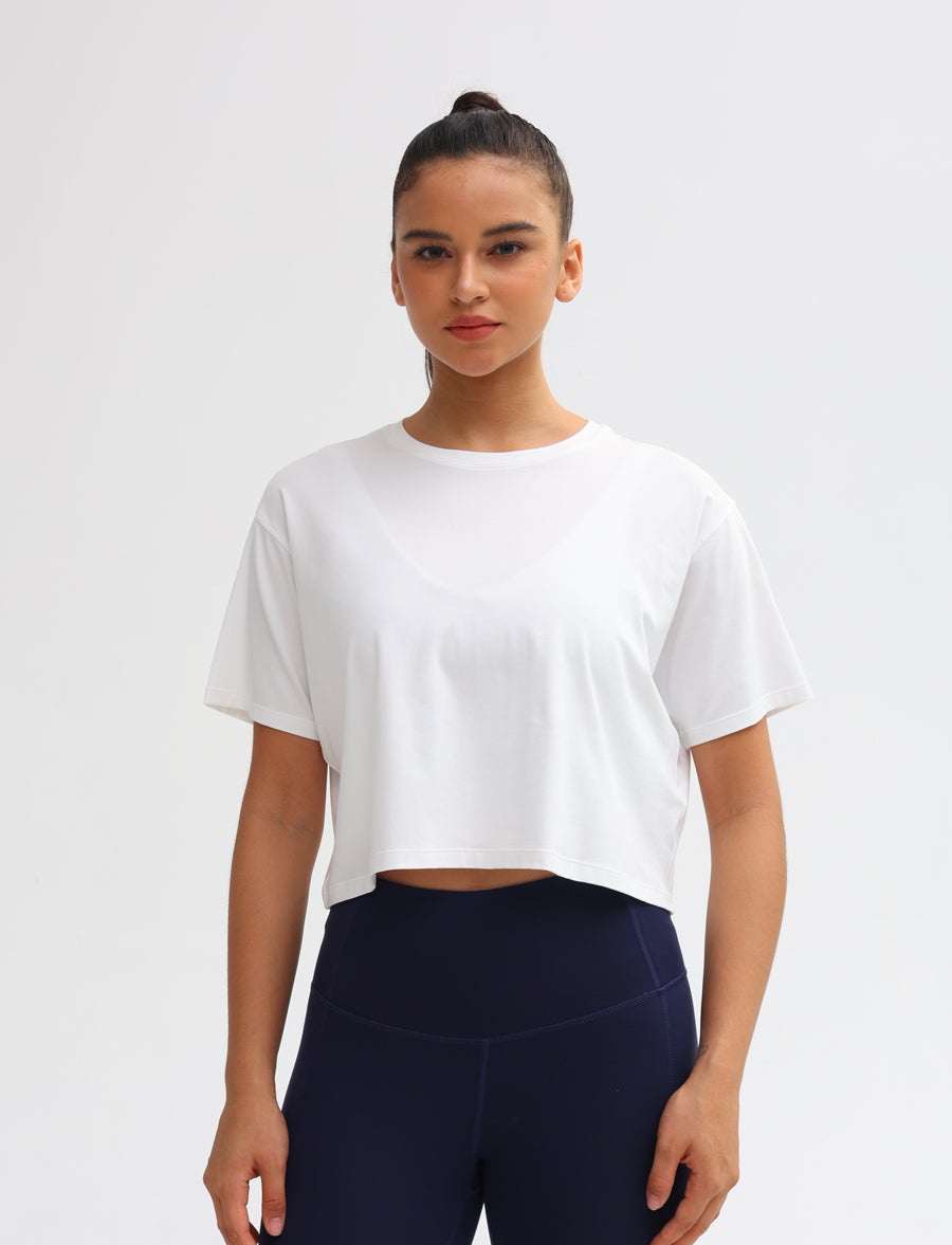 THE GYM PEOPLE Women's Workout Crop Top T-Shirt Short Sleeve Boxy Yoga Running Cropped Basic Tee