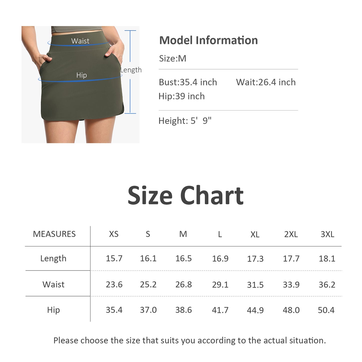 THE GYM PEOPLE Women's Golf Skort Tennis High Waist Lightweight Athletic Casual Skirts Built-in Shorts with 4 Pockets